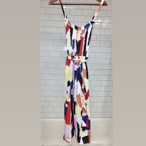 Geometric color block midi dress